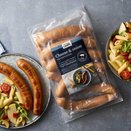 Cheese & onion frankfurter